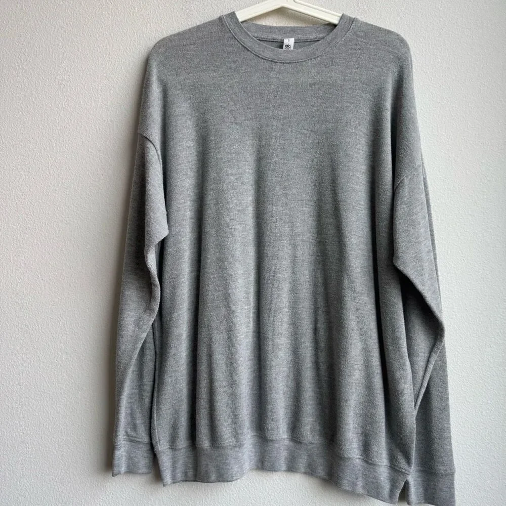 Alo Yoga Soho Oversized Crewneck Pullover Sweatshirt Women's Size Small Gray